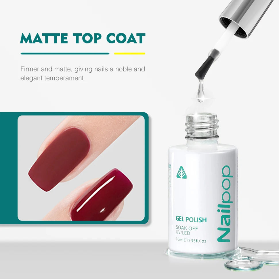 NAILPOP Vernis de finition sans résidu, base, primer, vernis gel UV, rehausseur de design, gel de renforcement, gel semi-permanent, outil de nail art UV/LED