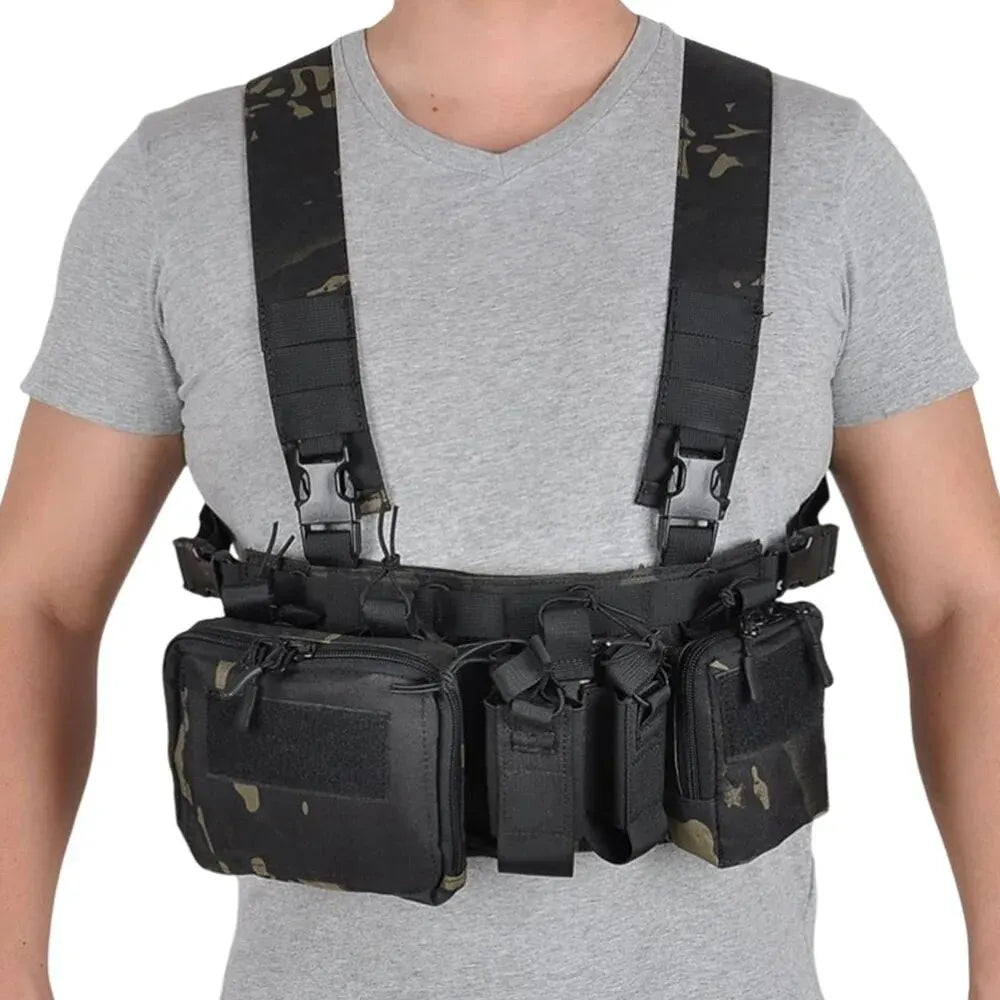 Tactical Chest Rig Vest - 500D Nylon Modular Gear for Airsoft & Hunting