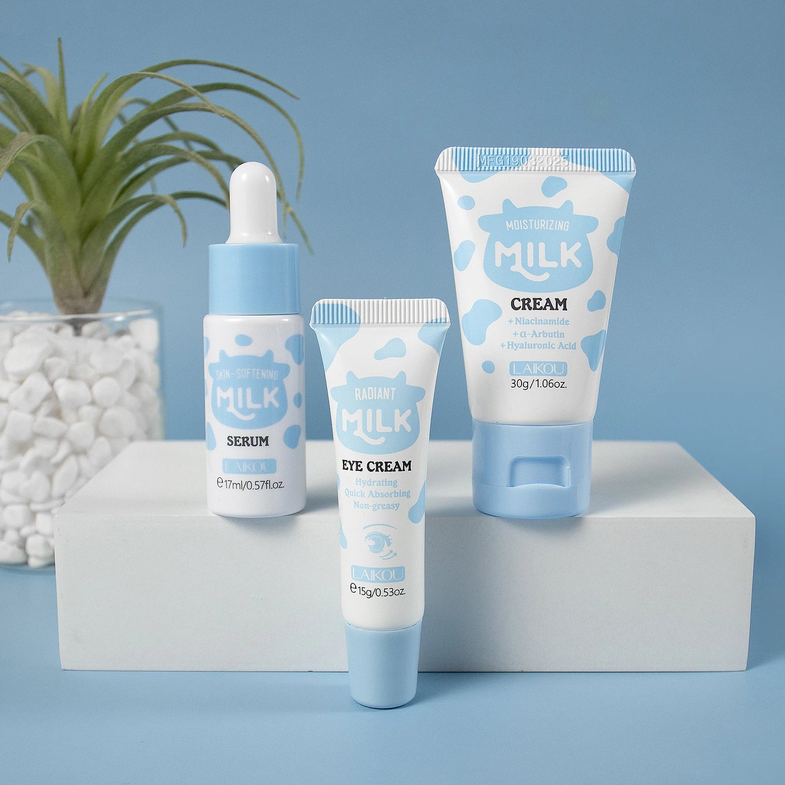 LAIKOU Milk Glowing Trio Set - Deep Nourishment & Hydrating Skincare Kit