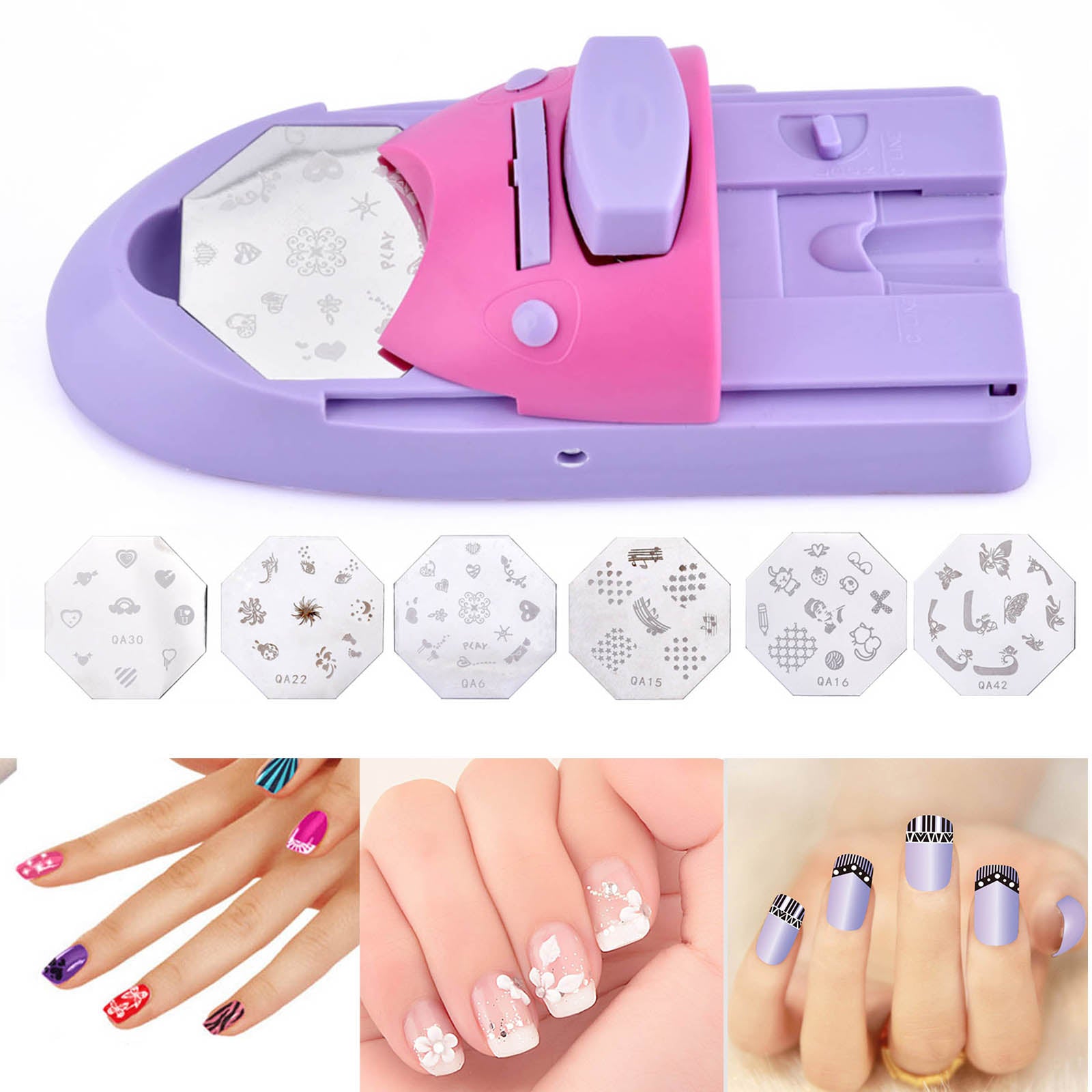 Machine d'impression pour nail art DIY avec 6 plaques à motifs - Outil de stamping facile à utiliser