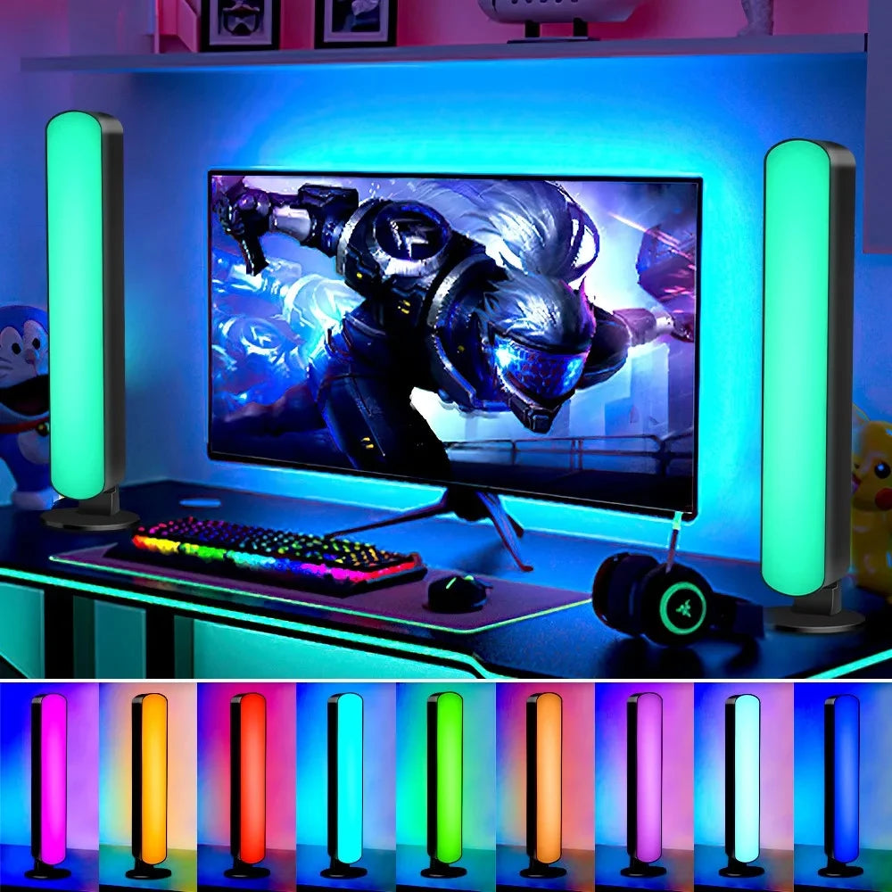 Lampe d'ambiance LED intelligente Symphony avec contrôle du son et application de commande, idéale pour la TV, l'ordinateur et les jeux vidéo. Décoration pour bureau.