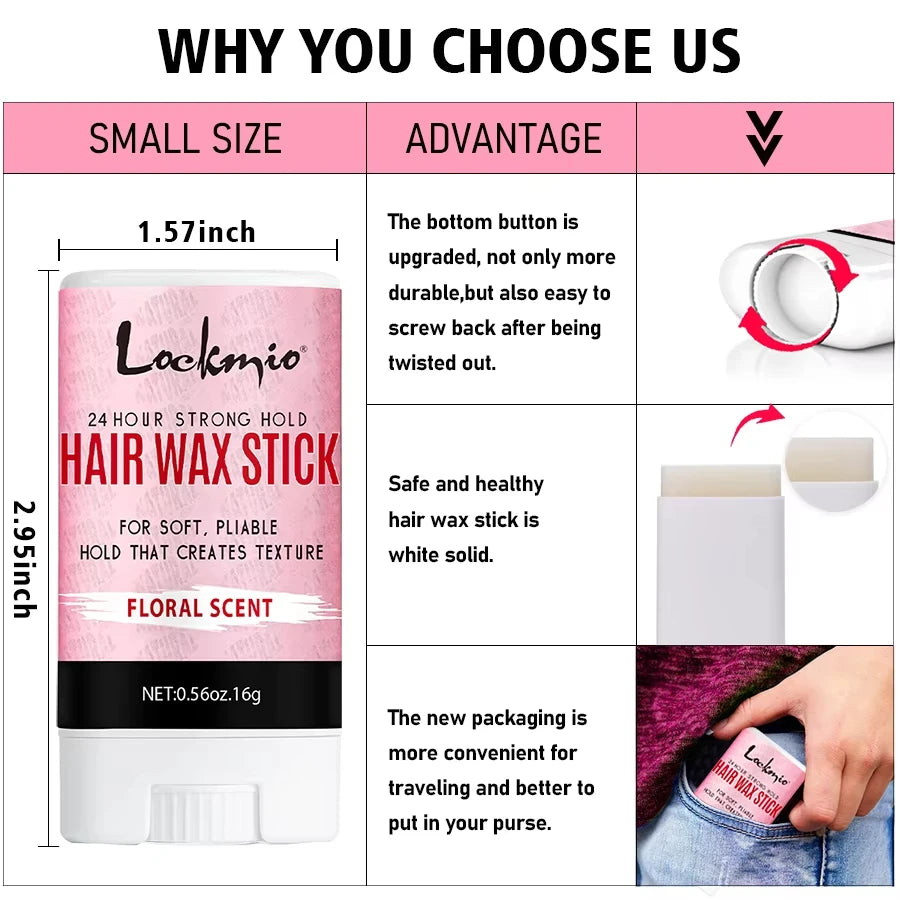 Professional Styling Wax Kit for Women,Smoothing, Broken Back Hair Mud, Anti-frizz Pomade,Messy Hairs Control Wax Rod