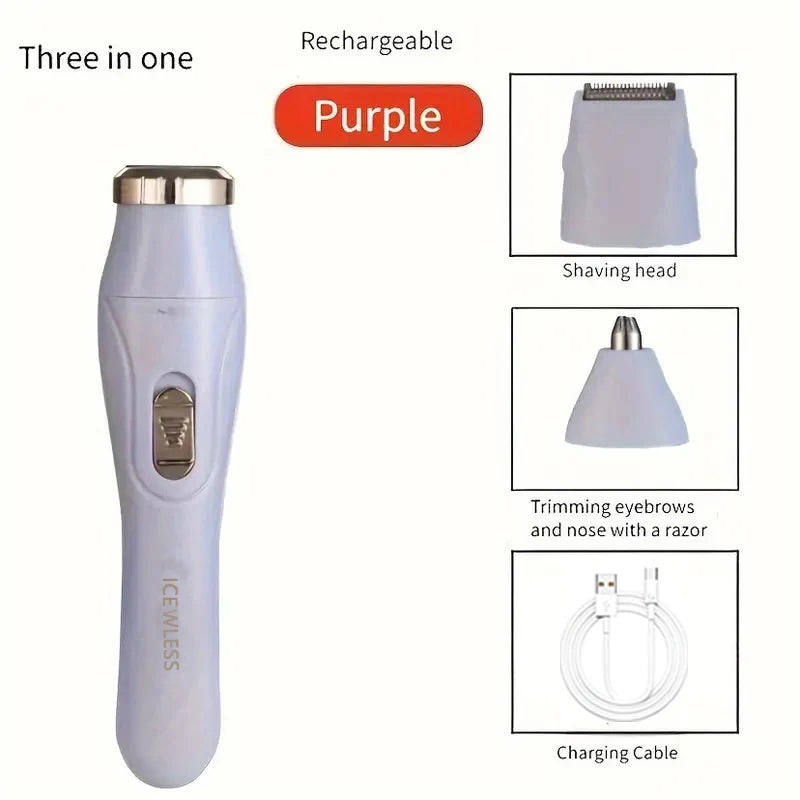 3-in-1 Electric Hair Removal Set - USB Rechargeable Trimmer for Nose, Body & Face
