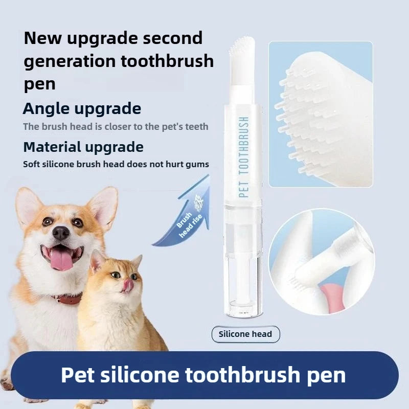 Pet Toothbrush Pen Teeth Cleaning Tool Breath Removing Dental Calculus Toothpaste Integrated Cat Dog Universal Pet Toothbrush