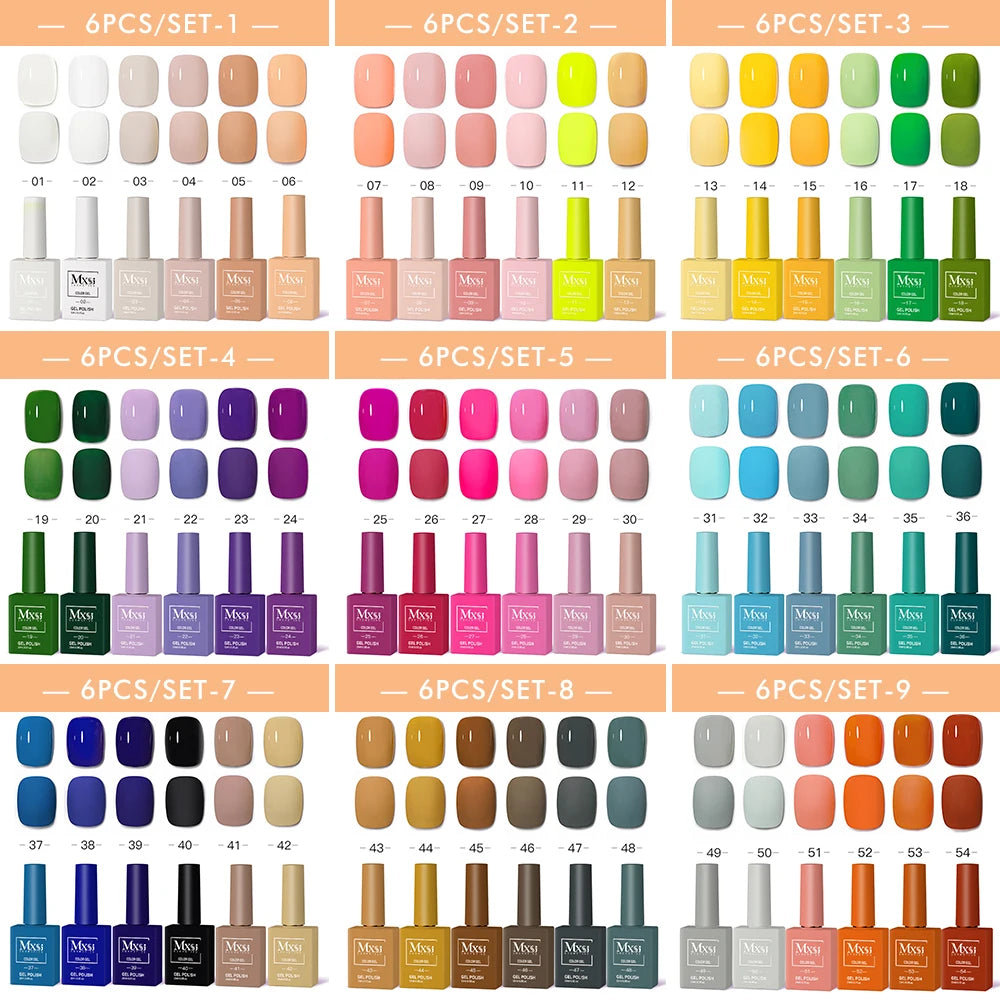 6-Piece UV LED Gel Polish Set - Semi-Permanent Nail Art Kit (15ml)