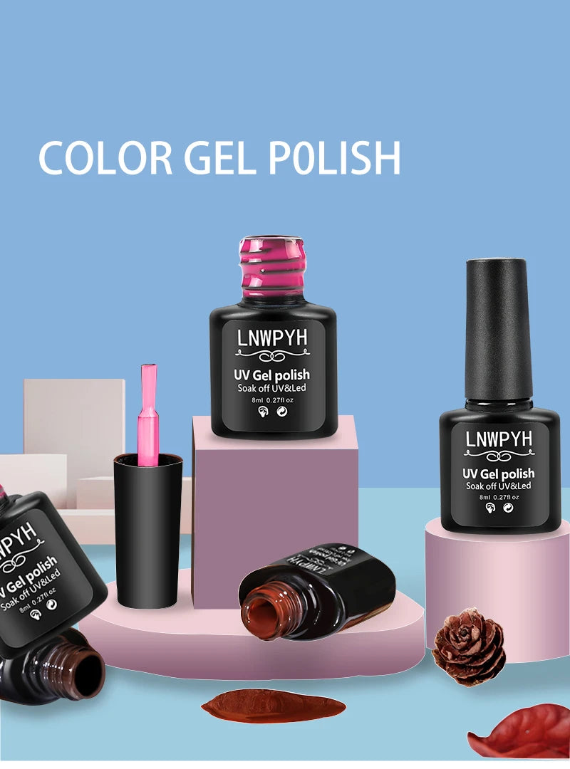 Kit de vernis à ongles semi-permanent avec lampe UV/LED et outils de manucure.