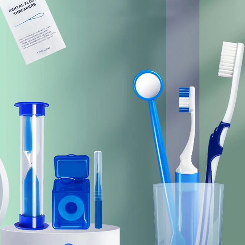 8pcs/set Oral Cleaning Care Dental Teeth Orthodontic Kits Whitening Tool Portable Outdoor. Clean your teeth everywhere you feel like.