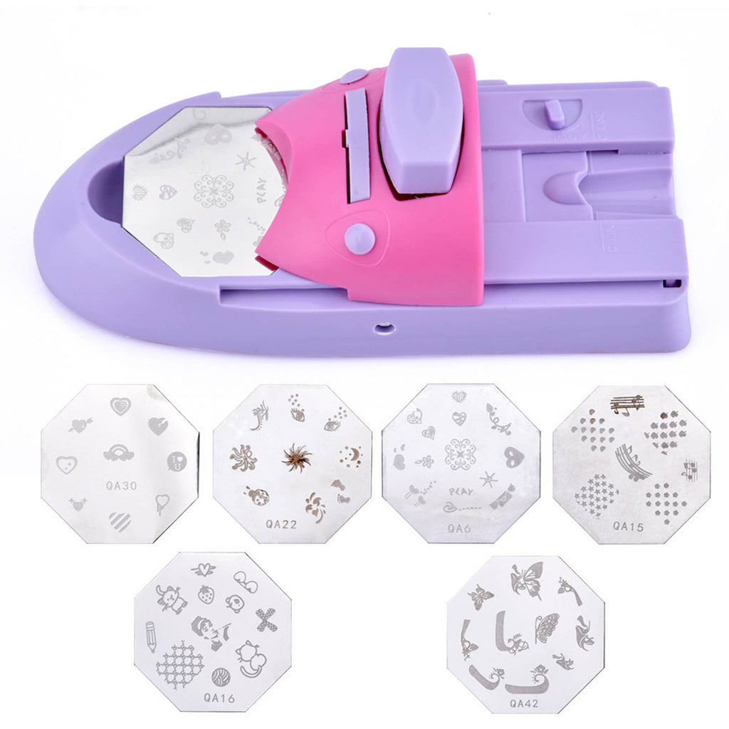 Machine d'impression pour nail art DIY avec 6 plaques à motifs - Outil de stamping facile à utiliser