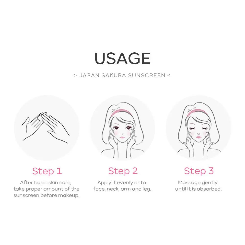 Sakura Sunscreen Cream SPF50 - Moisturizing UV Protection for Face & Body