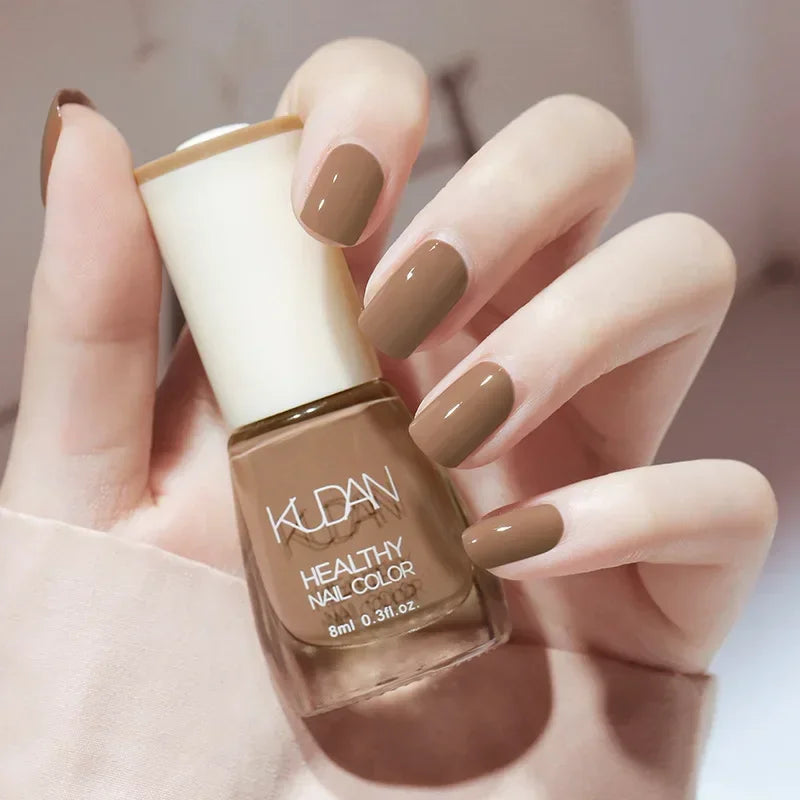 Vernis à ongles sans lampe UV, blanc à fines paillettes, sans cuisson, sans décollement, base huileuse transparente et brillante, couleur nude