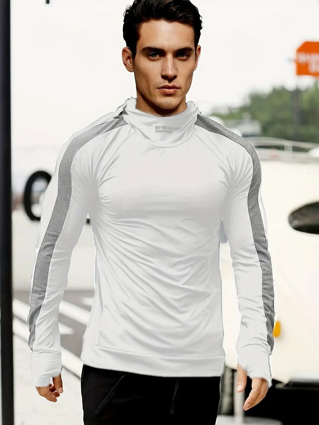 Men's Sports Hooded Quick-drying Breathable Cool Tight Outdoor Fitness Long-sleeved T-shirt