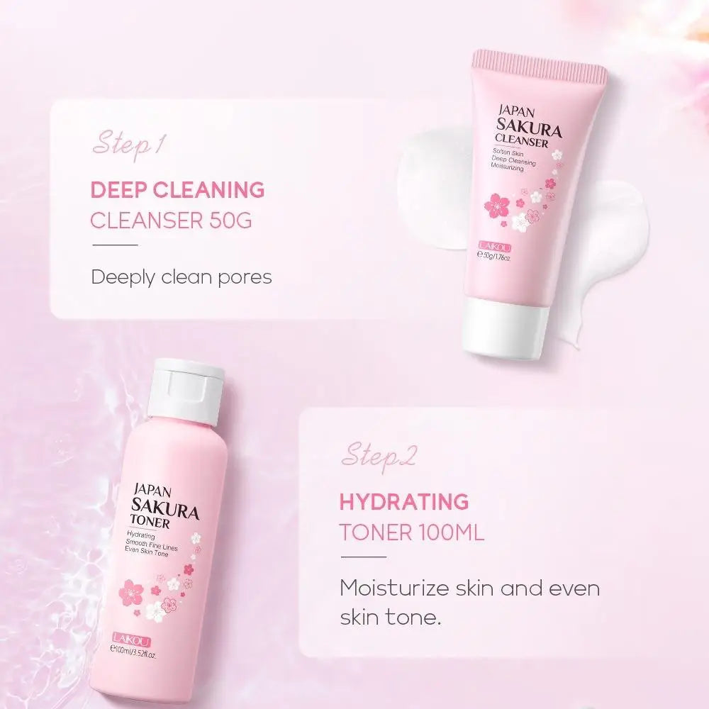 Sakura Skincare Set - 29-Piece Deep Cleansing & Moisturizing Collection