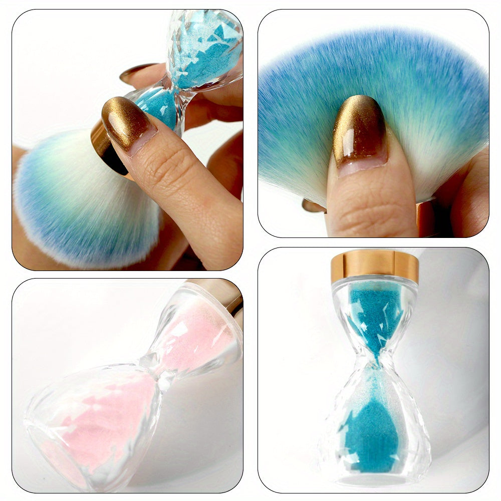 Pinceau à poussière pour ongles, manche en forme de sablier, pour enlever la poudre, brosse douce pour manucure et accessoires pour ongles en gel