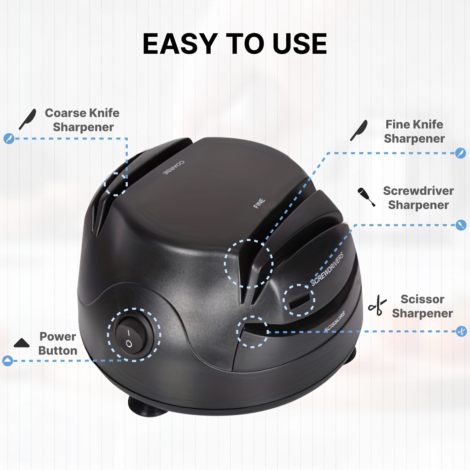 WANVOAPLS Electric Knife Sharpener 28D-4 Model - Professional 4-Slot Sharpening System, Dual Voltage (36V-100V) with US Plug, ABS Material - Ideal for Kitchen Knives, Kitchen Knives And Utensils|Modern Kitchen Accessory|Durab